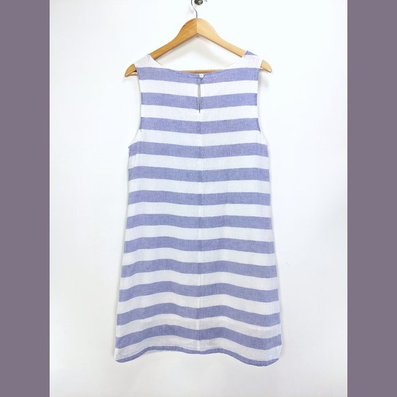 BEACHLUNCHLOUNGE Size M Womens Alina Stripe Linen Cotton Shift Dress Blue White - Picture 4 of 8